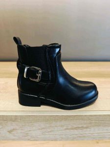 5845 Negro Botín infantil hebilla y elástico