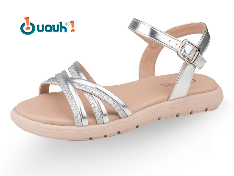 sandalia metalizada cruzada