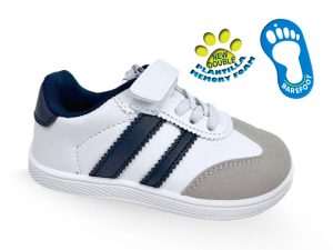 K08 B Bco/Marino Deportivas infantiles barefoot