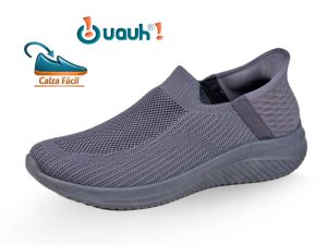 Zapatillas gris calza fácil de caballero
