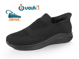 Zapatillas negras calza fácil de caballero