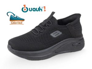 Zapatillas negras calza fácil de señora