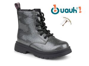 Bota Militar infantil color Plomo Glitter